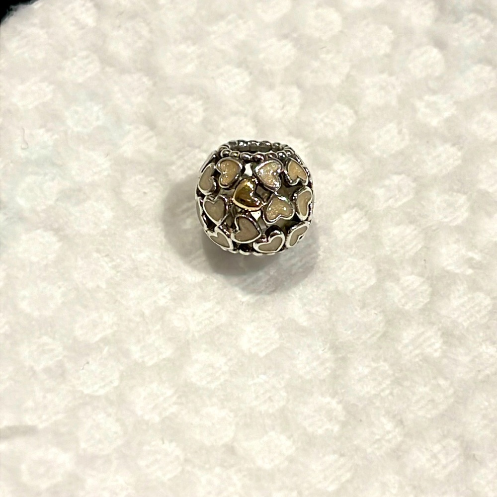 Authentic PANDORA Abundance of Love Charm with White Enamel 14K Gold